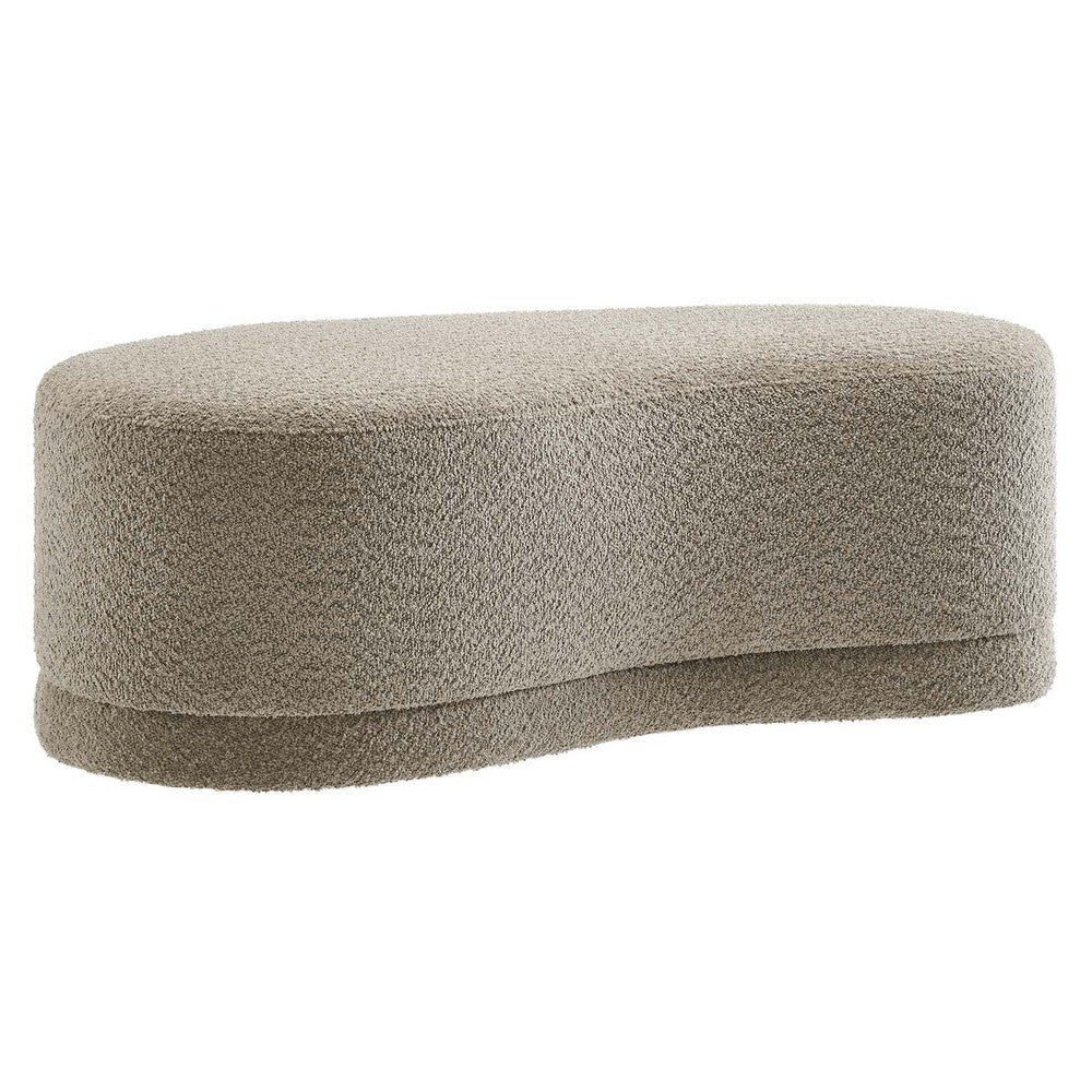 Modway Nimbus 48 Inch Curved Ottoman Bench in Oat - Soft Fabric Chenille Ottoman - Versatile Bedroom Bench - Bouclé Footstool - Upholstered Coffee Table - Bedroom and Living Room Furniture