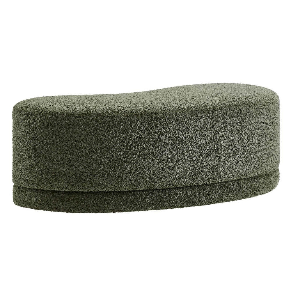 Modway Nimbus 48 Inch Curved Ottoman Bench in Sage - Soft Fabric Chenille Ottoman - Versatile Bedroom Bench - Bouclé Footstool