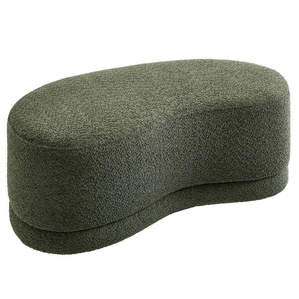 Modway Nimbus 48 Inch Curved Ottoman Bench in Sage - Soft Fabric Chenille Ottoman - Versatile Bedroom Bench - Bouclé Footstool