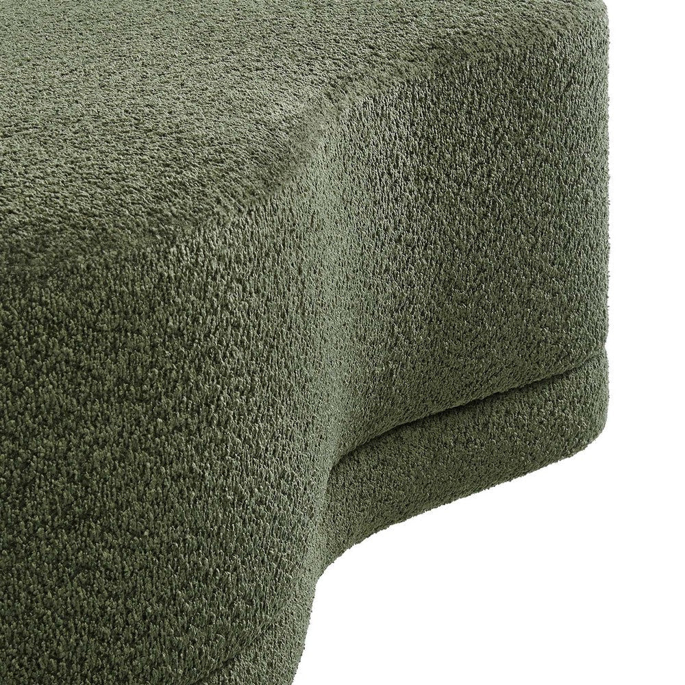 Modway Nimbus 48 Inch Curved Ottoman Bench in Sage - Soft Fabric Chenille Ottoman - Versatile Bedroom Bench - Bouclé Footstool