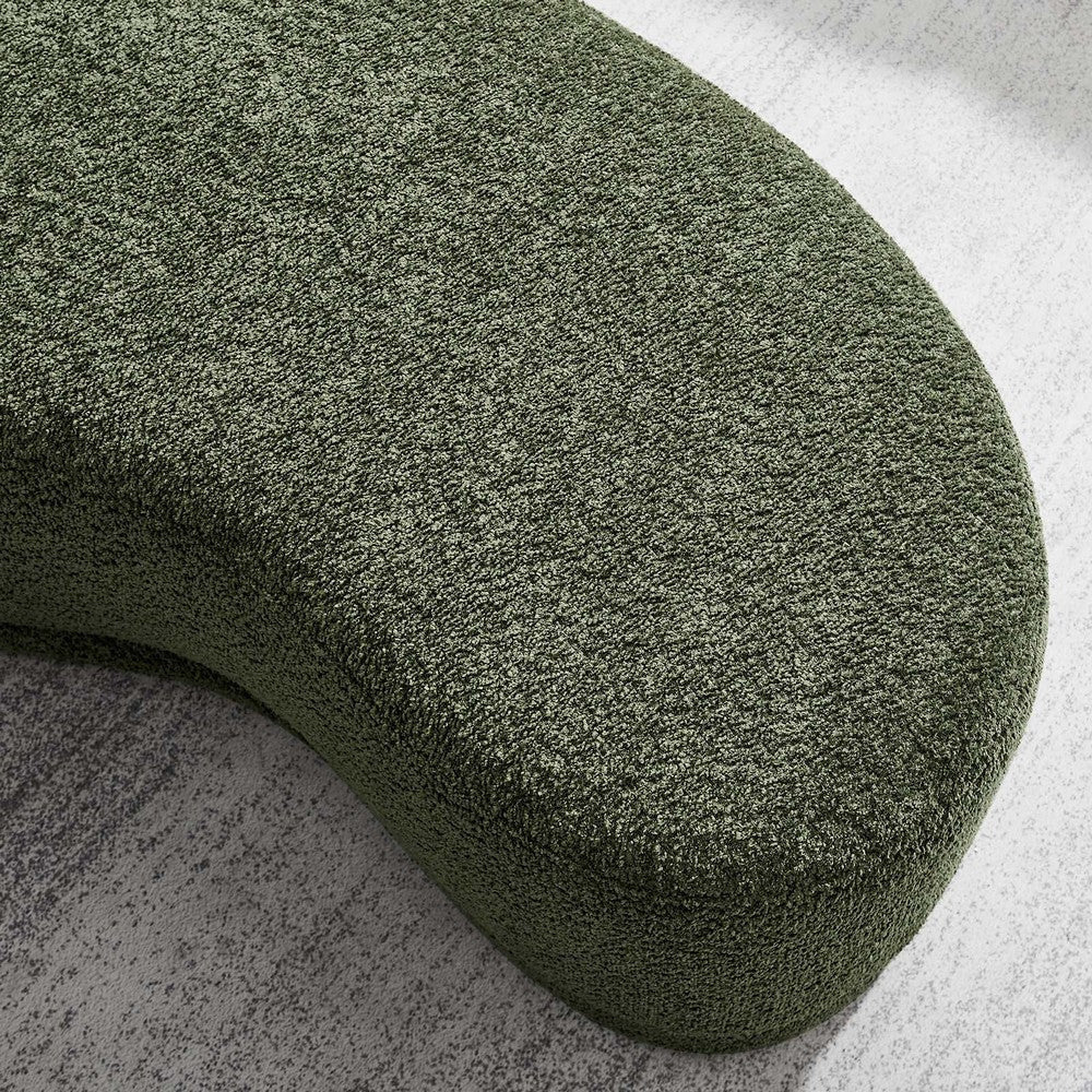 Modway Nimbus 48 Inch Curved Ottoman Bench in Sage - Soft Fabric Chenille Ottoman - Versatile Bedroom Bench - Bouclé Footstool