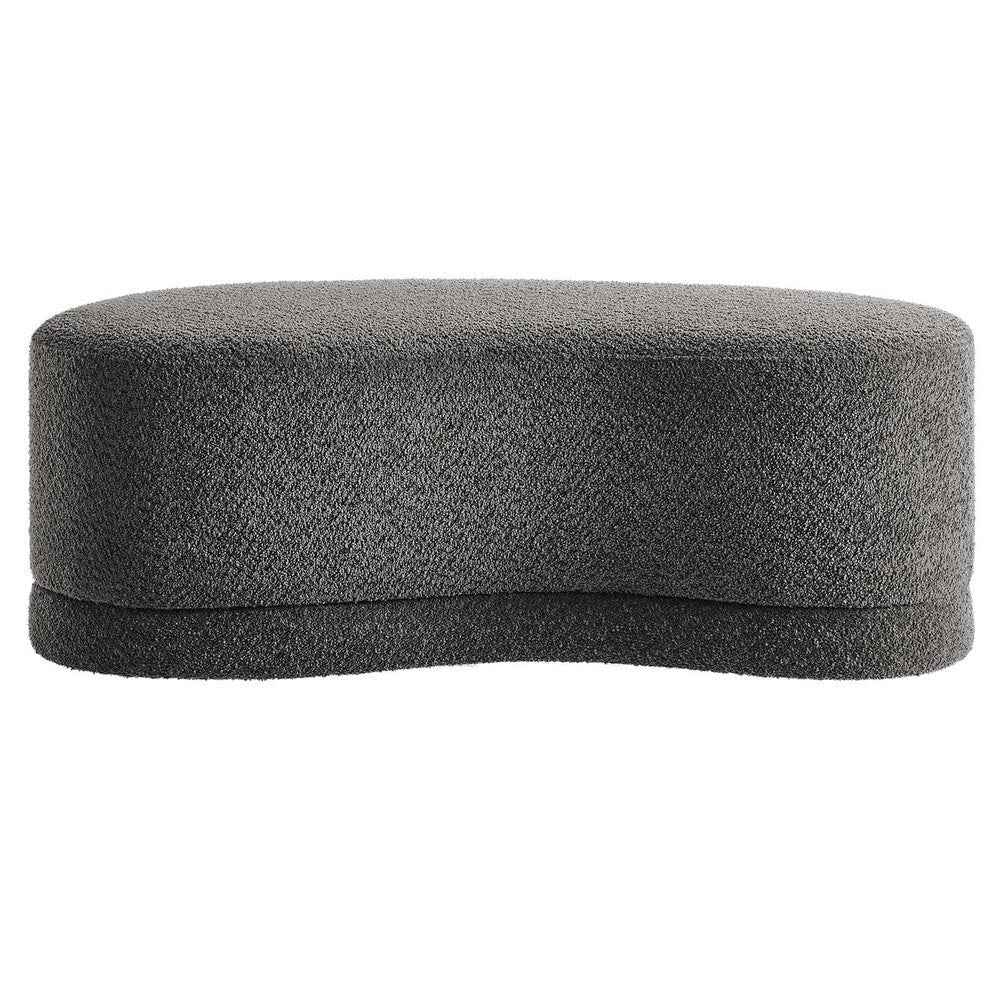 Modway Nimbus 48 Inch Curved Ottoman Bench in Cast Slate - Soft Fabric Chenille Ottoman - Versatile Bedroom Bench - Bouclé Footstool