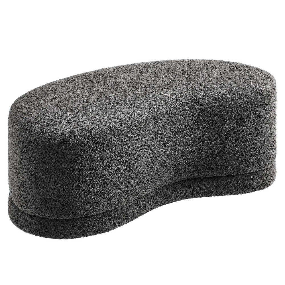 Modway Nimbus 48 Inch Curved Ottoman Bench in Cast Slate - Soft Fabric Chenille Ottoman - Versatile Bedroom Bench - Bouclé Footstool