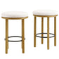 Modway Fable 26 Inch Backless Counter Stools Set of 2 in Oak Ivory - Kitchen Stools Counter Height - 2Pcs Upholstered Padded Boucle Seat