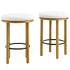 Modway Fable 26 Inch Backless Counter Stools Set of 2 in Oak Ivory - Kitchen Stools Counter Height - 2Pcs Upholstered Padded Boucle Seat for Kitchen Counter or Island with Wood Legs and Footrest