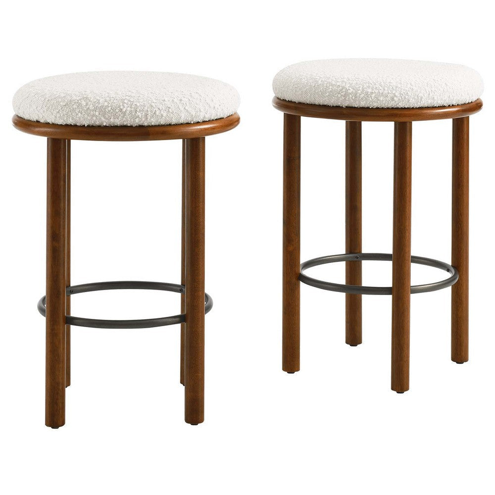 Fable Boucle Fabric Counter Stools - Set of 2 - No Shipping Charges MDY-EEI-6818-OAK-IVO