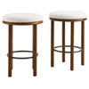 Modway Fable 26 Inch Backless Counter Stools Set of 2 in Walnut Ivory - Kitchen Stools Counter Height - 2Pcs Upholstered Padded Boucle Seat for Kitchen Counter or Island with Wood Legs and Footrest