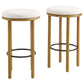 Modway Fable 30 Inch Backless Wood Bar Stools Set of 2 in Oak Ivory - Upholstered Padded Boucle Round Barstool - 2Pc Bar Height Stools with Footrest