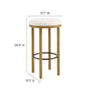 Modway Fable 30 Inch Backless Wood Bar Stools Set of 2 in Oak Ivory - Upholstered Padded Boucle Round Barstool - 2Pc Bar Height Stools