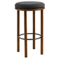 Modway Fable 30 Inch Backless Wood Bar Stools Set of 2 in Walnut Charcoal - Upholstered Padded Boucle Round Barstool - 2Pc Bar Height