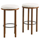 Modway Fable 30 Inch Backless Wood Bar Stools Set of 2 in Walnut Ivory - Upholstered Padded Boucle Round Barstool - 2Pc Bar Height Stools with Footrest