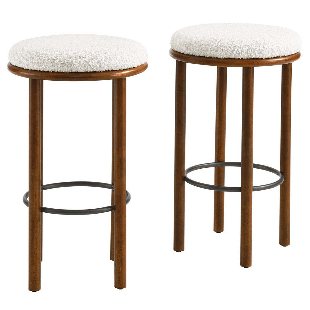 Fable Boucle Fabric Bar Stools - Set of 2 - No Shipping Charges MDY-EEI-6819-OAK-IVO