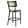 Modway Caledonia 46.5 Inch Elm Wood Bar Stools - Set of 2 in Black Beige - Padded Bar Stools with Rattan Back and Removable Cushion Cover