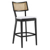 Modway Caledonia 46.5 Inch Elm Wood Bar Stools - Set of 2 in Black White - Padded Bar Stools with Rattan Back and Removable Cushion Cover