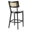 Modway Caledonia 46.5 Inch Elm Wood Bar Stools - Set of 2 in Black White - Padded Bar Stools with Rattan Back and Removable Cushion Cover