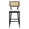 Modway Caledonia 46.5 Inch Elm Wood Bar Stools - Set of 2 in Black White - Padded Bar Stools with Rattan Back and Removable Cushion Cover