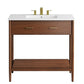 Modway Zaire 36” Mid-Century Bathroom Vanity Washstand in Walnut White with Ceramic Sink Basin 36 Inches MDY-EEI-6822-WAL-WHI