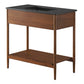 Modway Zaire 36” Mid-Century Bathroom Vanity Washstand in Walnut Black with Ceramic Sink Basin 36 Inches MDY-EEI-6823-WAL-BLK