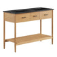 Modway Zaire 48” Mid-Century Bathroom Sink Vanity Washstand in Natural Black with Dual Ceramic Basins, 48 Inches Double