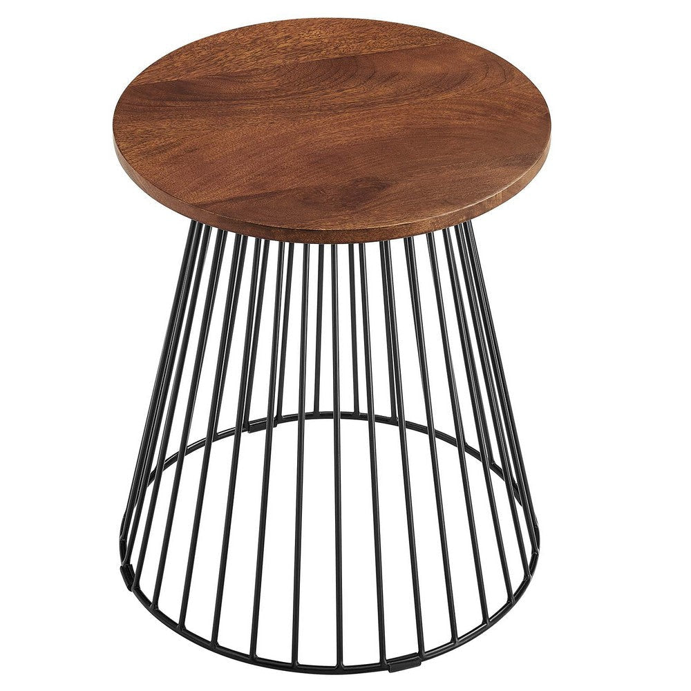 Valeo Round Wood and Metal Side Table - No Shipping Charges MDY-EEI-6831-WAL