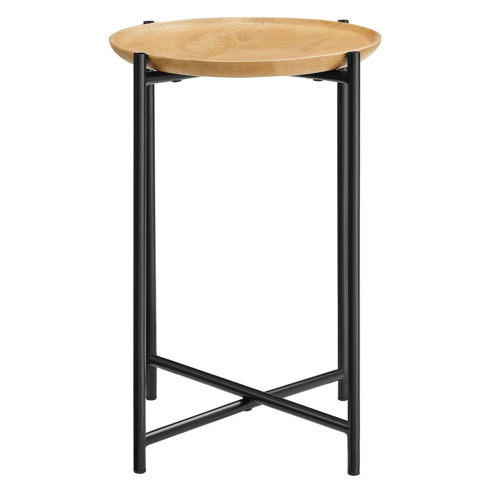 Xilo Round Wood and Metal Side Table - No Shipping Charges MDY-EEI-6832-OAK