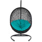 Modway EEI-739-TRQ-SET Encase Wicker Rattan Outdoor Patio Porch Lounge Egg Swing Chair with Stand Turquoise MDY-EEI-739-TRQ-SET