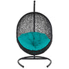 Modway EEI-739-TRQ-SET Encase Wicker Rattan Outdoor Patio Porch Lounge Egg Swing Chair with Stand Turquoise MDY-EEI-739-TRQ-SET