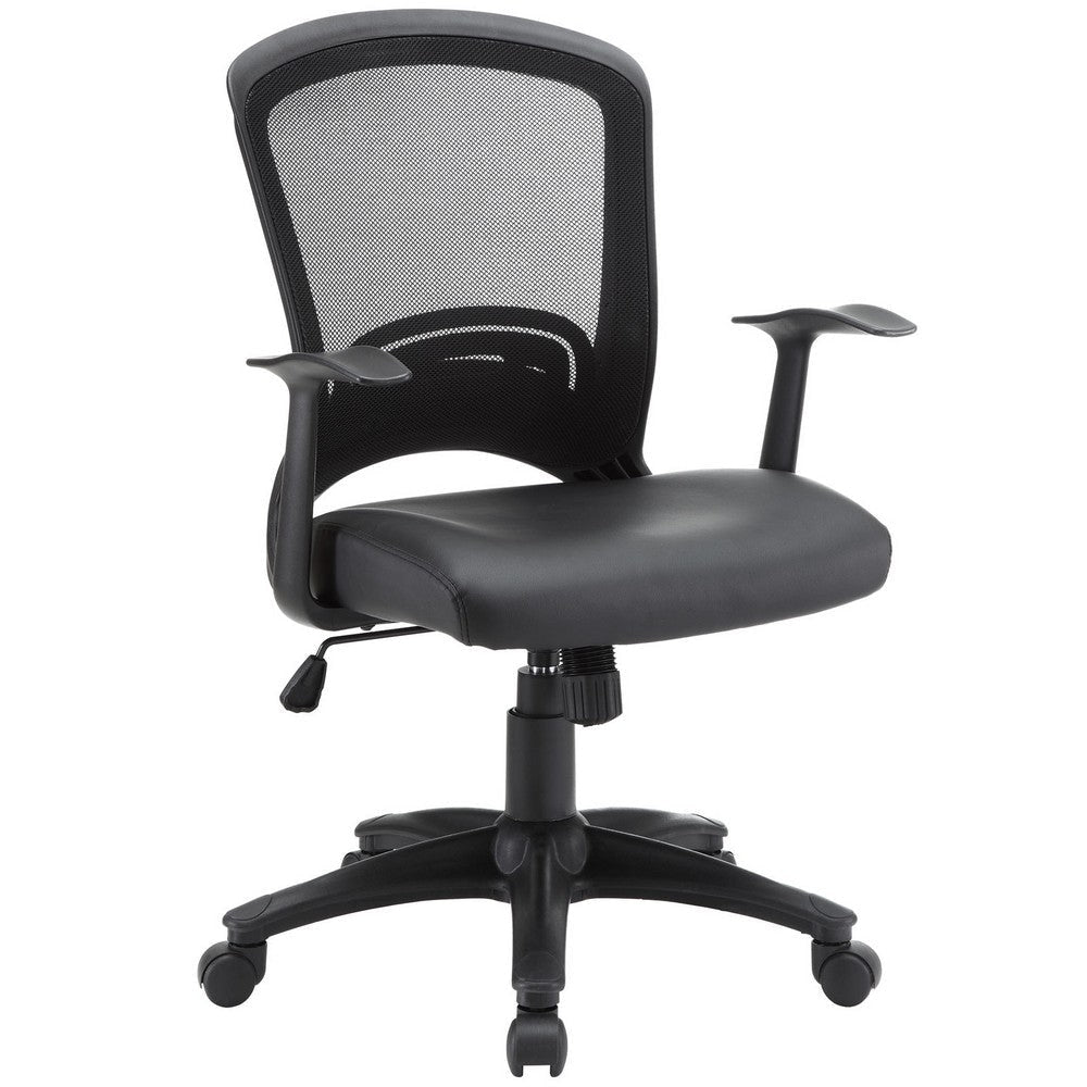 Modway Pulse Ergonomic Faux Leather Adjustable Swivel Office Chair in Black