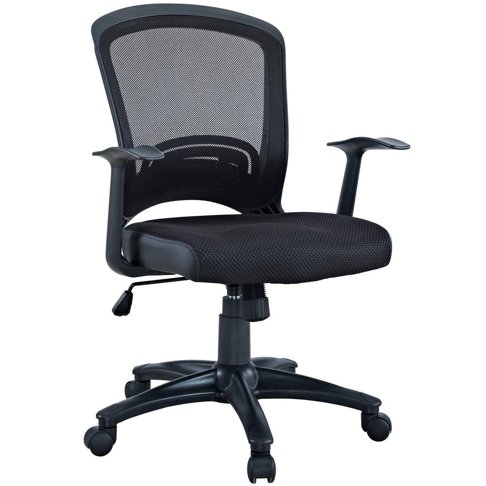 Leo Task Black Mesh Office Chair with Height Adjustable Mesh Fabric Seat