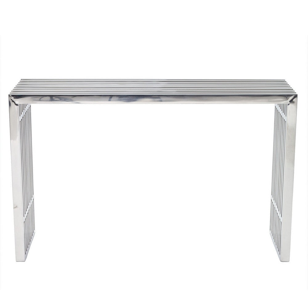 Modway Gridiron Contemporary Modern Stainless Steel Console Table, Silver