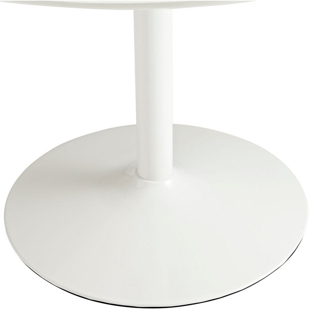 Modway Rostrum Modern 44’’ Round Top Pedestal Kitchen and Dining Room Table in White MDY-EEI-785-WHI