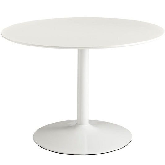 Modway Rostrum Modern 44" Round Top Pedestal Kitchen and Dining Room Table in White