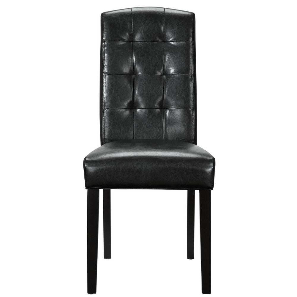 Modway Perdure Modern Tufted Faux Leather Upholstered Parsons Dining Chair in Black