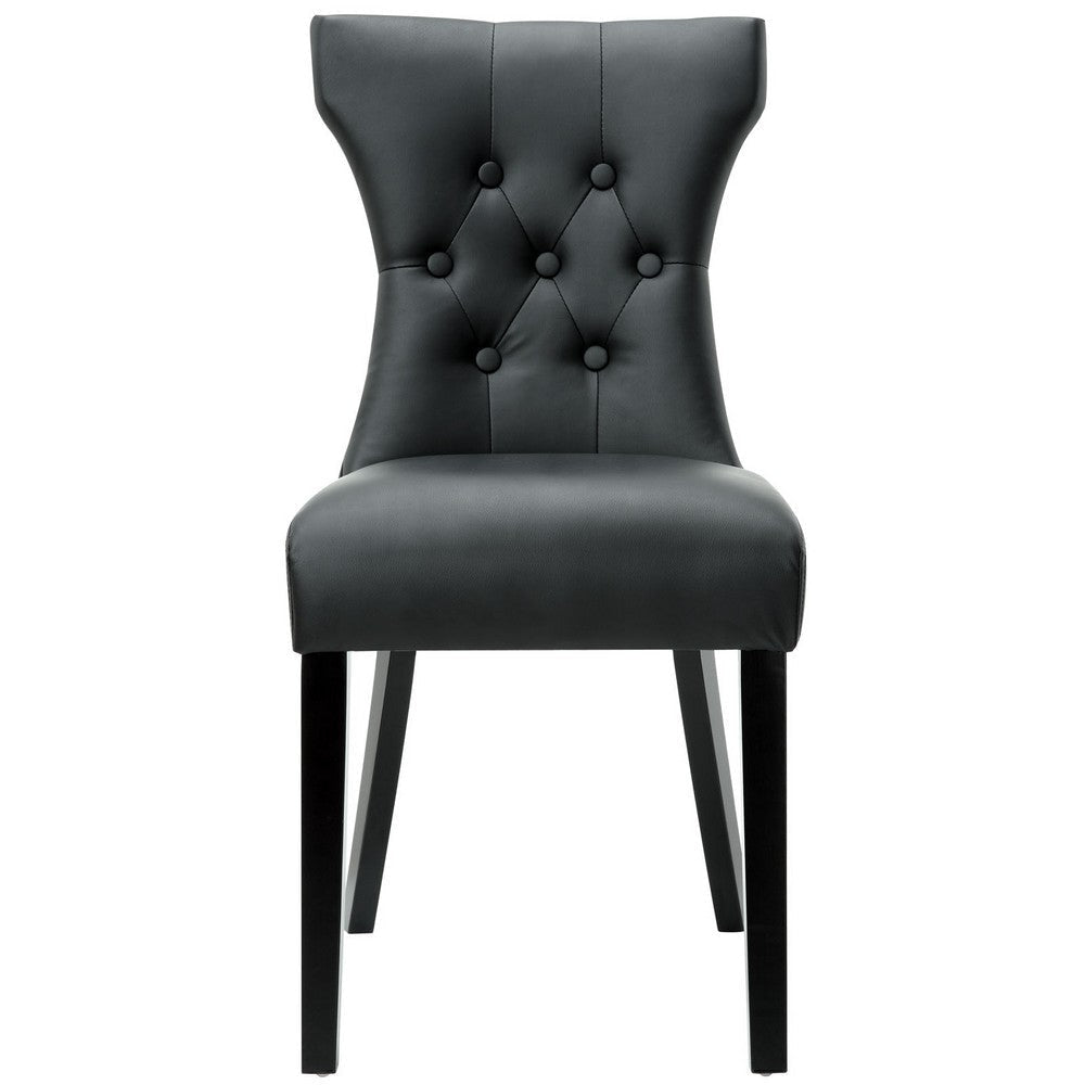 Modway Silhouette Modern Tufted Vegan Leather Upholstered Parsons Black, One Dining Chair