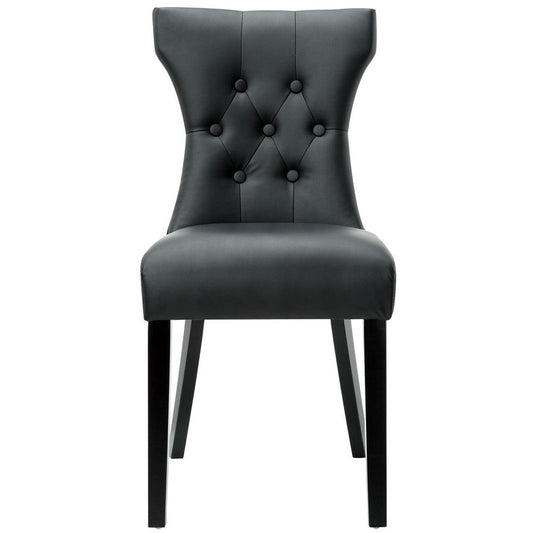 Modway Silhouette Modern Tufted Vegan Leather Upholstered Parsons Black, One Dining Chair