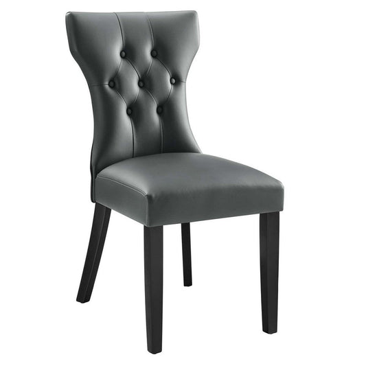 Modway Silhouette Modern Tufted Vegan Leather Upholstered Parsons Gray, One Dining Chair