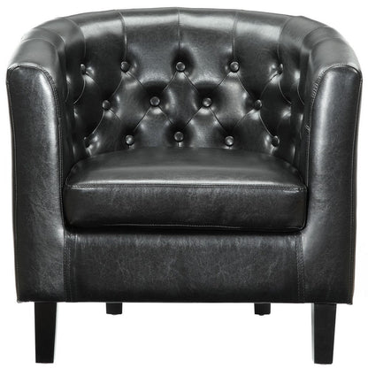 Modway Prospect Upholstered Fabric Contemporary Modern Accent Arm Chair in Black Faux Leather