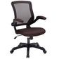 Modway Veer Office Chair with Mesh Back and Vinyl Seat With Flip-Up Arms in Brown, 25.5"L x 24"W x 37-40"H