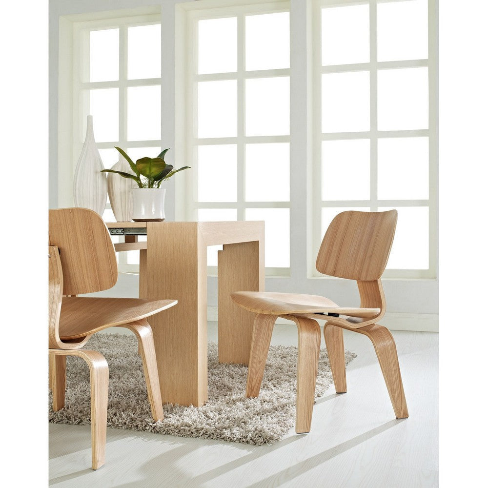 Modway Fathom Mid-Century Modern Molded Plywood Two Kitchen and Dining Room Chairs in Natural MDY-EEI-870-NAT