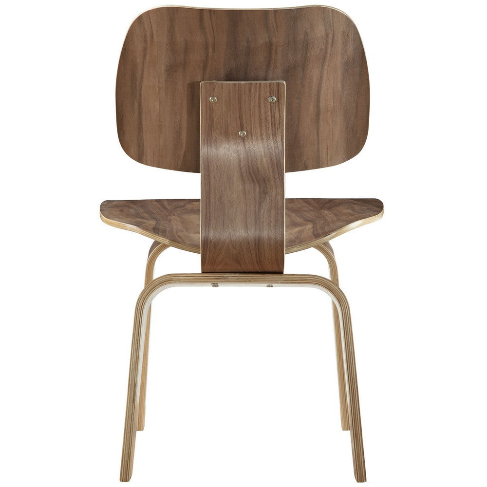 Modway Fathom Mid-Century Modern Molded Plywood Two Kitchen and Dining Room Chairs in Walnut MDY-EEI-870-WAL