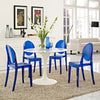 Modway Casper Modern Acrylic Stacking Four Dining Armchairs in Blue MDY-EEI-908-BLU