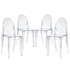 Modway Casper Modern Acrylic Stacking Four Dining Armchairs in Clear