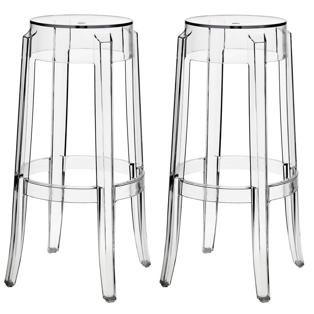 Modway Casper Modern Acrylic Two Bar Stools in Clear - Fully Assembled MDY-EEI-909-CLR