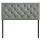 Modway Theodore Tufted Diamond Pattern Linen Fabric Upholstered Queen Headboard in Gray