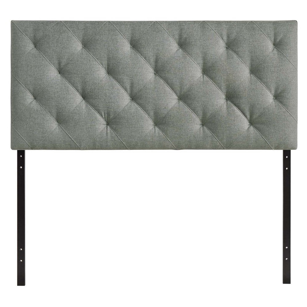 Modway Theodore Tufted Diamond Pattern Linen Fabric Upholstered Queen Headboard in Gray