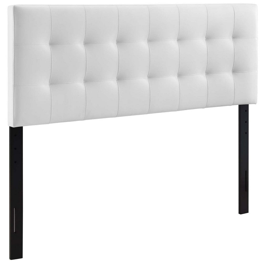 Modway Lily Tufted Faux Leather Upholstered Queen Headboard in White