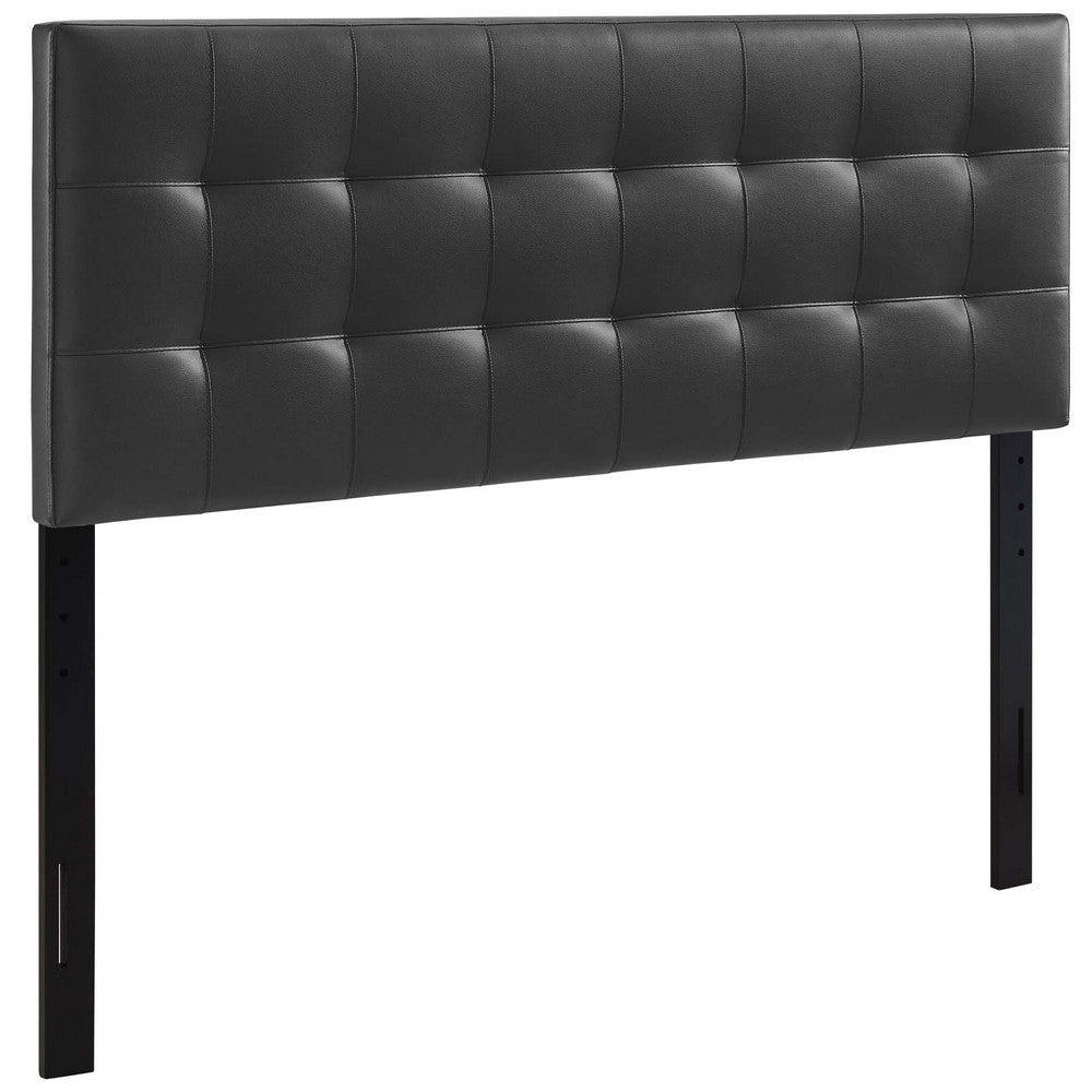 Modway Lily Tufted Faux Leather Upholstered King Headboard in Black