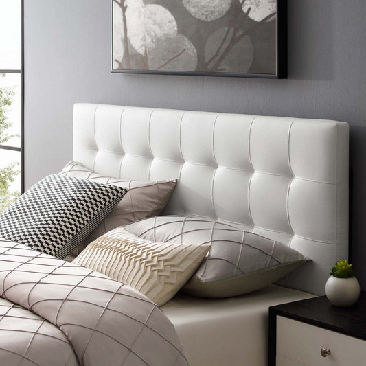 Modway Lily Tufted Faux Leather Upholstered King Headboard in White