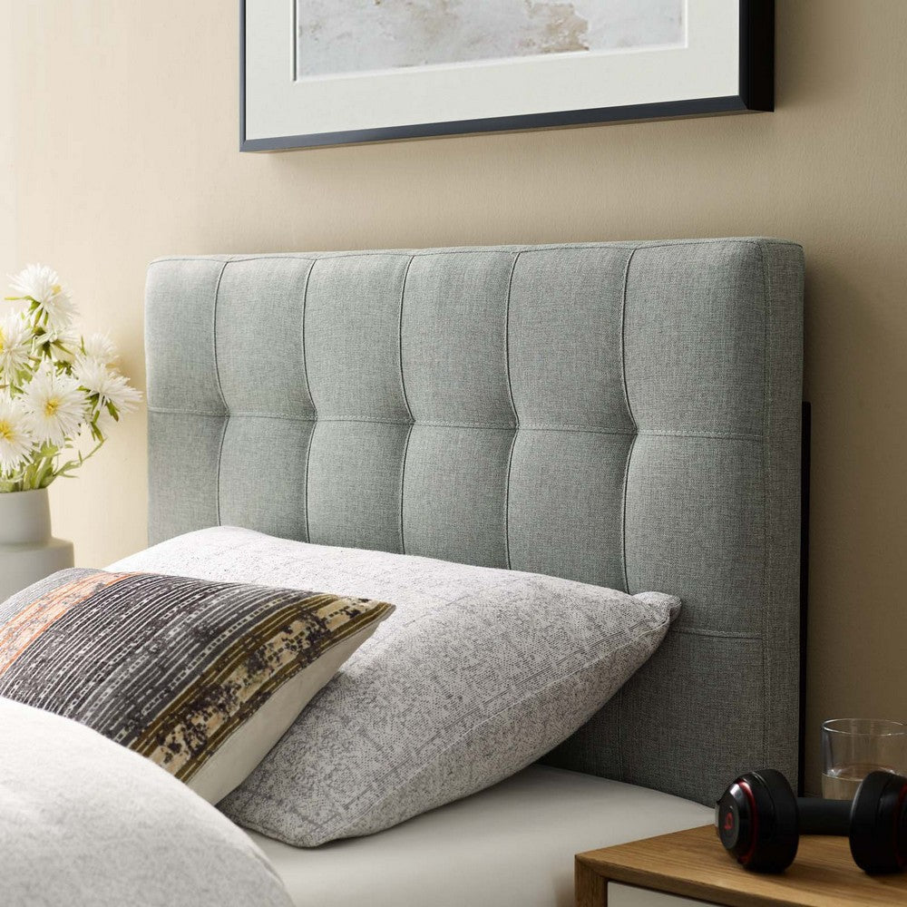 Modway Lily Tufted Linen Fabric Upholstered Twin Headboard in Gray