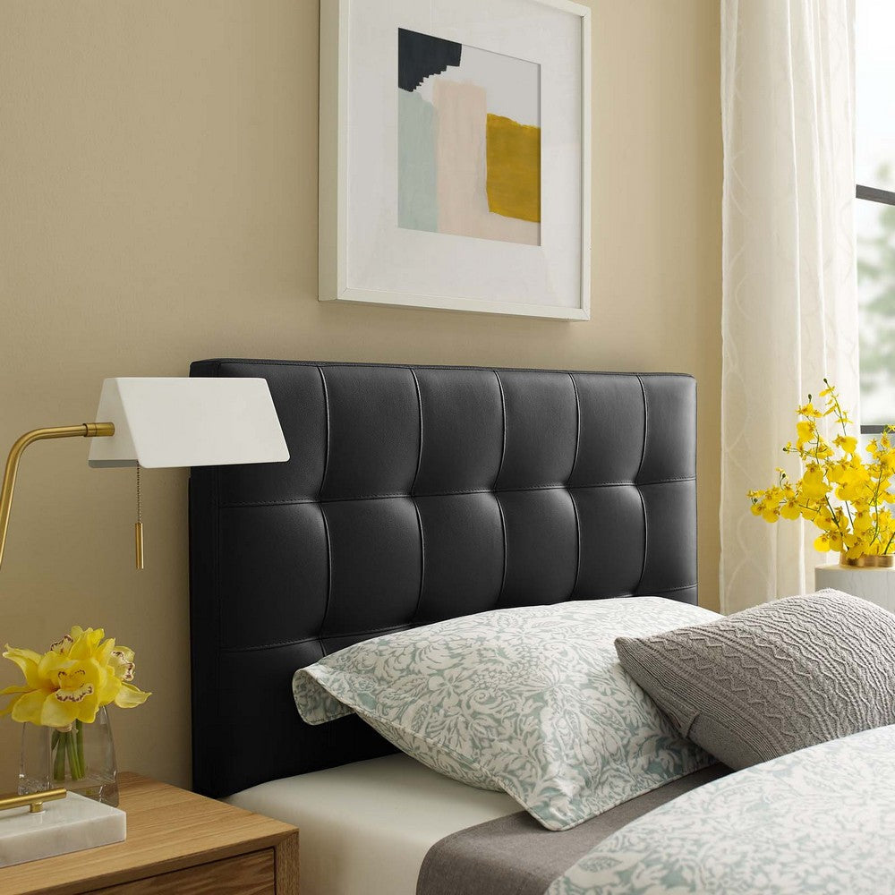 Modway Lily Tufted Faux Leather Upholstered Twin Headboard in Black